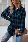 Plaid Button Up Dropped Shoulder Outerwear - Trendsi - Flyclothing LLC