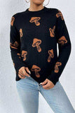 Graphic Mock Neck Dropped Shoulder Sweater - Trendsi - Flyclothing LLC
