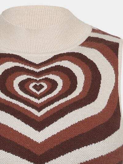 Heart Mock Neck Sweater Vest - Trendsi - Flyclothing LLC