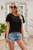 Spliced Lace Flutter Sleeve Top - Trendsi - Flyclothing LLC