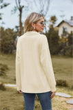 Collared Neck Cable-Knit Long Sleeve Blouse - Trendsi - Flyclothing LLC