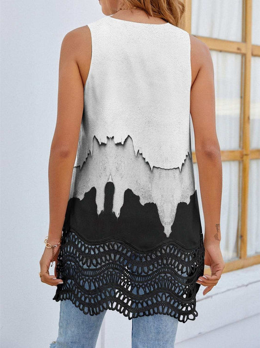 Printed V-Neck Tank - Trendsi - Flyclothing LLC
