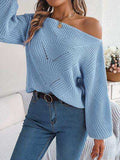 Openwork Long Sleeve Sweater - Trendsi - Flyclothing LLC