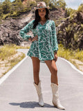 Long Sleeve V-Neck Mini Dress - Trendsi - Flyclothing LLC
