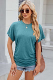 Round Neck Flutter Sleeve T-Shirt - Trendsi - Flyclothing LLC