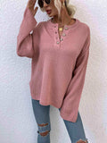 Quarter-Button Slit Sweater - Trendsi - Flyclothing LLC