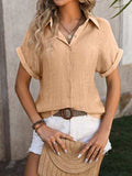 Button Up Short Sleeve Shirt - Trendsi - Flyclothing LLC