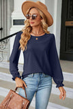 Round Neck Flounce Sleeve Blouse - Trendsi - Flyclothing LLC