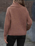 Turtleneck Rib-Knit Sweater - Trendsi - Flyclothing LLC