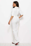 Mock Neck Tie-Waist Half Sleeve Jumpsuit - Trendsi - Flyclothing LLC