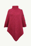 Turtleneck Buttoned Poncho - Trendsi - Flyclothing LLC