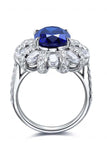 Lab-Grown Sapphire Flower Shape Ring - Trendsi - Flyclothing LLC