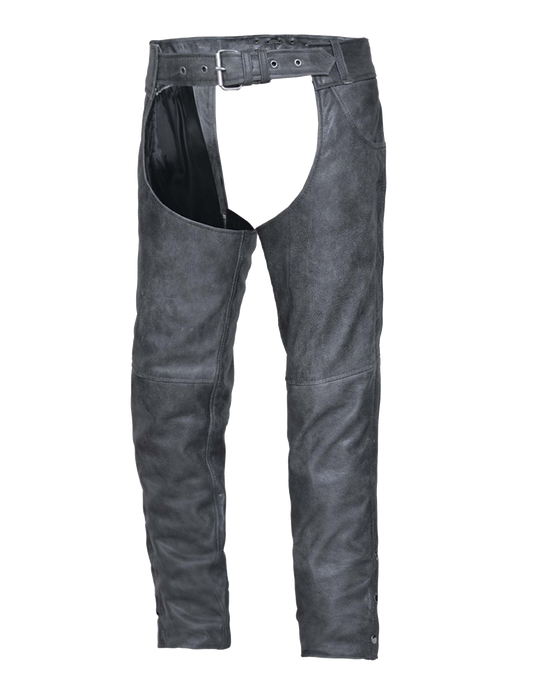 Unik International Mens Gray Jean Pocket Leather Chaps