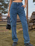 High Waist Cargo Jeans - Trendsi - Flyclothing LLC