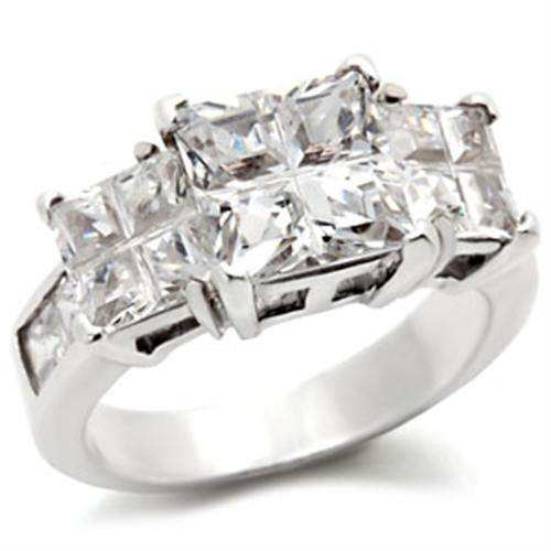 Alamode High-Polished 925 Sterling Silver Ring with AAA Grade CZ in Clear - Alamode - Flyclothing LLC