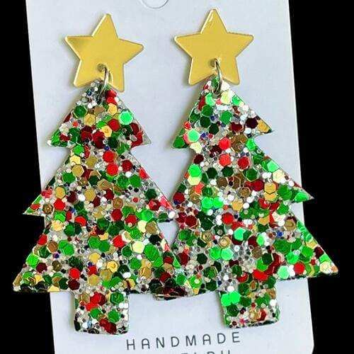 Christmas Tree Acrylic Dangle Earrings - Trendsi - Flyclothing LLC