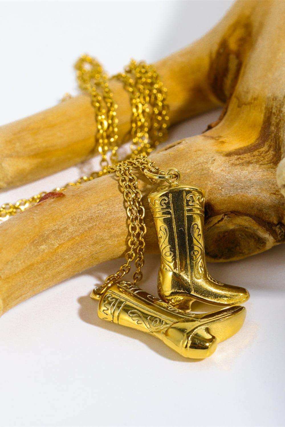 Cowboy Boot Pendant Stainless Steel Necklace - Trendsi - Flyclothing LLC