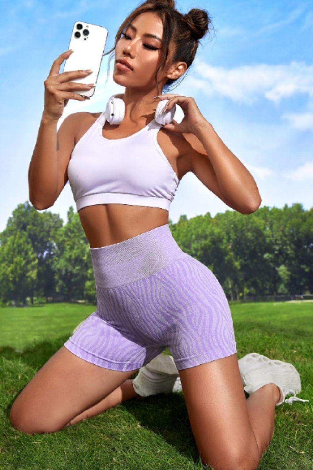 Wide Waistband Slim Fit Active Shorts - Trendsi - Flyclothing LLC