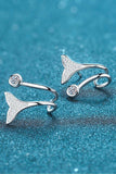 Moissanite Fishtail Rhodium-Plated Earrings - Trendsi - Flyclothing LLC