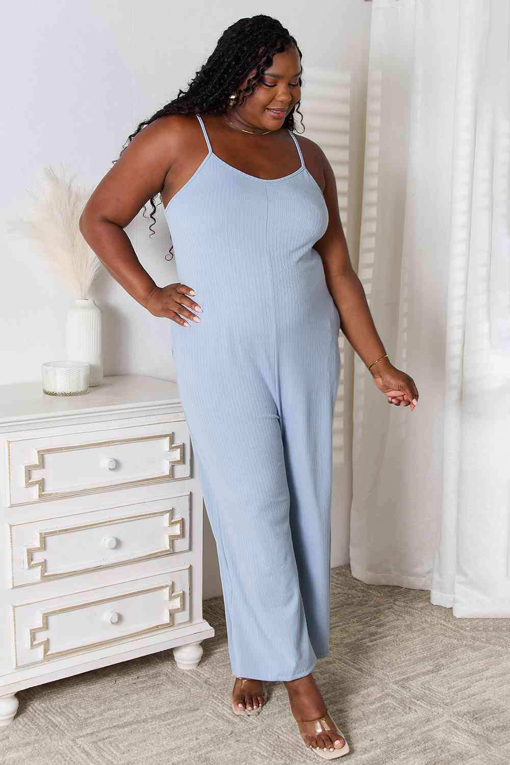 Basic Bae Full Size Spaghetti Strap V-Neck Jumpsuit - Trendsi - Flyclothing LLC