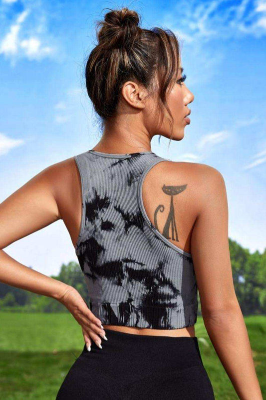 Tie-dye Cropped Round Neck Tank Top - Trendsi - Flyclothing LLC