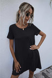 Round Neck Short Sleeve Mini Dress - Trendsi - Flyclothing LLC