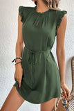 Ruffled Tie-Waist Keyhole Dress - Trendsi - Flyclothing LLC