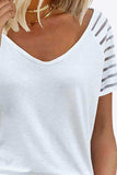 V-Neck Raglan Sleeve Tee - Trendsi - Flyclothing LLC