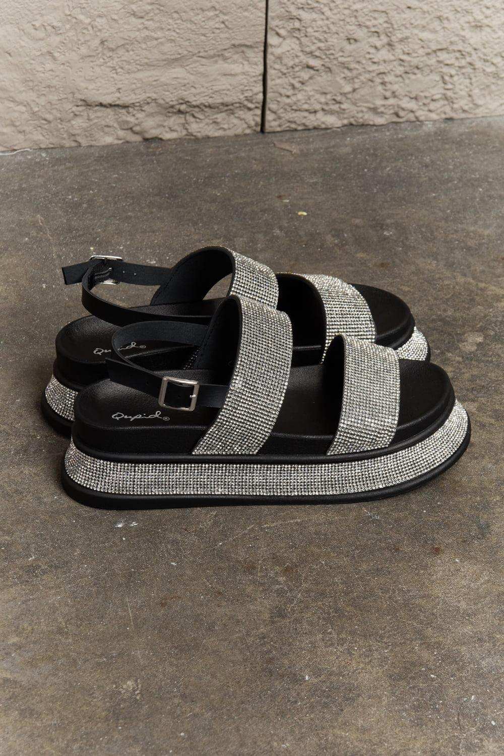 Qupid Shine On Platform Rhinestone Slingback Sandal - Trendsi - Flyclothing LLC