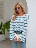 Round Neck Openwork Flare Sleeve Knit Top - Trendsi - Flyclothing LLC