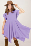 Round Neck Petal Sleeve Dress - Trendsi - Flyclothing LLC
