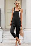 Square Neck Wide Strap Cropped Overalls - Trendsi - Flyclothing LLC