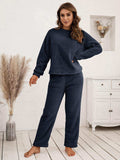 Teddy Long Sleeve Top and Pants Lounge Set - Trendsi - Flyclothing LLC