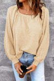 Square Neck Waffle-Knit Top - Trendsi - Flyclothing LLC