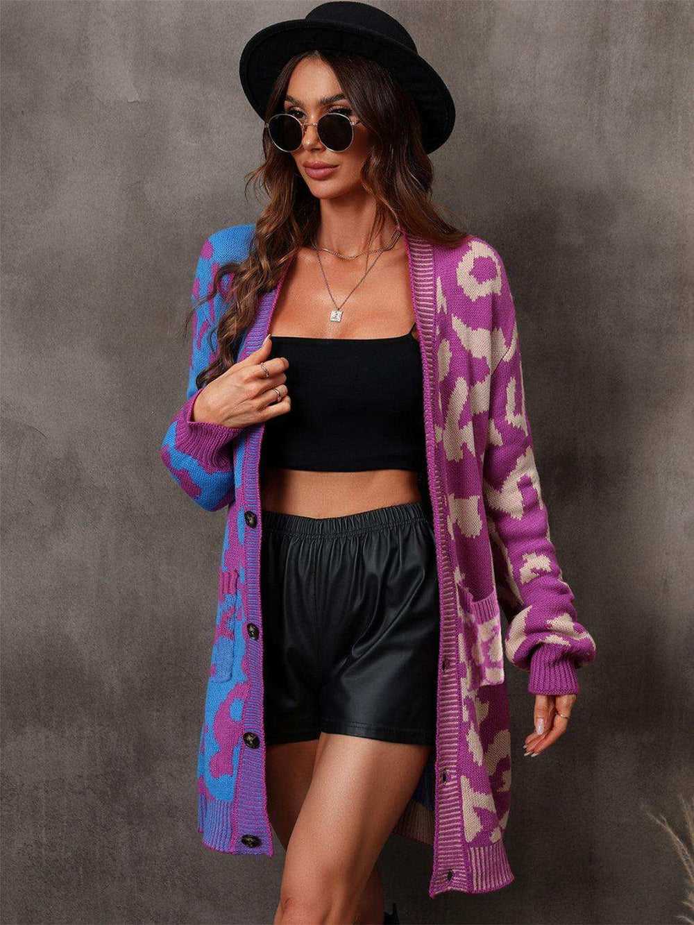 Leopard Button Down Longline Cardigan - Trendsi - Flyclothing LLC
