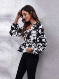 Floral V-Neck Balloon Sleeve Peplum Blouse - Trendsi - Flyclothing LLC