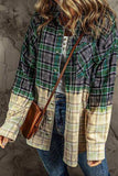 Contrast Plaid Button Up Long Sleeve Shacket - Trendsi - Flyclothing LLC