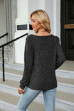 Ribbed Square Neck Long Sleeve T-Shirt - Trendsi - Flyclothing LLC