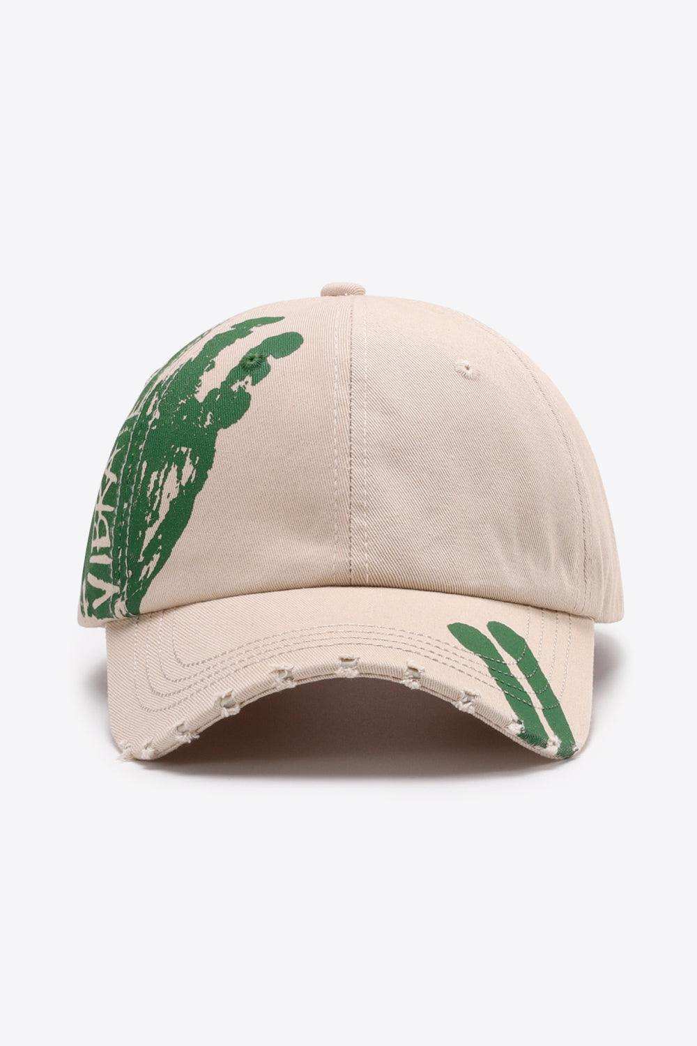 VIBRA Graphic Distressed Adjustable Baseball Cap - Trendsi - Flyclothing LLC