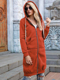 Full Size Zip-Up Longline Hoodie with Pockets - Trendsi - Flyclothing LLC