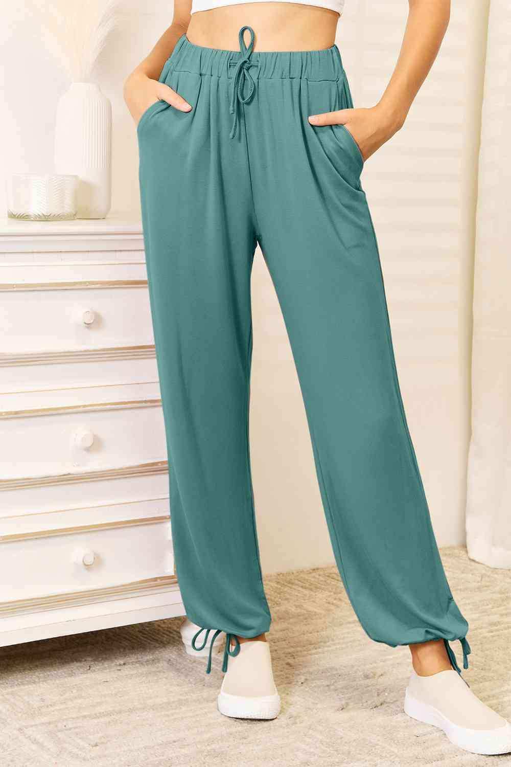 Basic Bae Full Size Soft Rayon Drawstring Waist Pants with Pockets - Trendsi - Flyclothing LLC