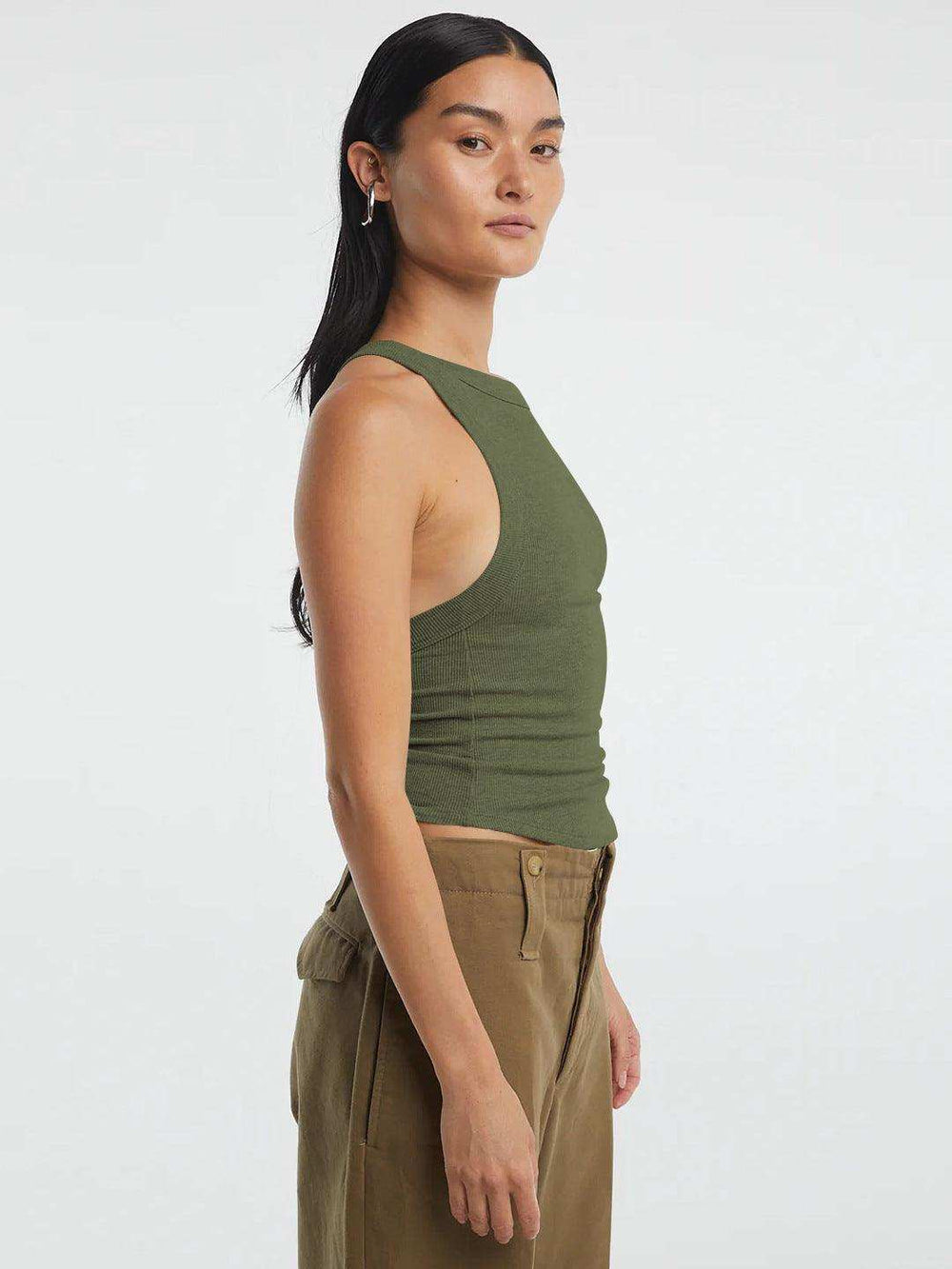 Halter Neck Ribbed Cropped Top - Trendsi - Flyclothing LLC