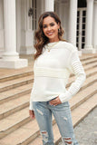 Round Neck Openwork Long Sleeve Pullover Sweater - Trendsi - Flyclothing LLC