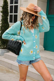 Daisy Pattern Button Front Cardigan - Trendsi - Flyclothing LLC