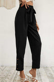 Buttoned Tie-Waist Cropped Pants - Trendsi - Flyclothing LLC
