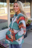 Geometric Half-Zip Drawstring Hoodie - Trendsi - Flyclothing LLC
