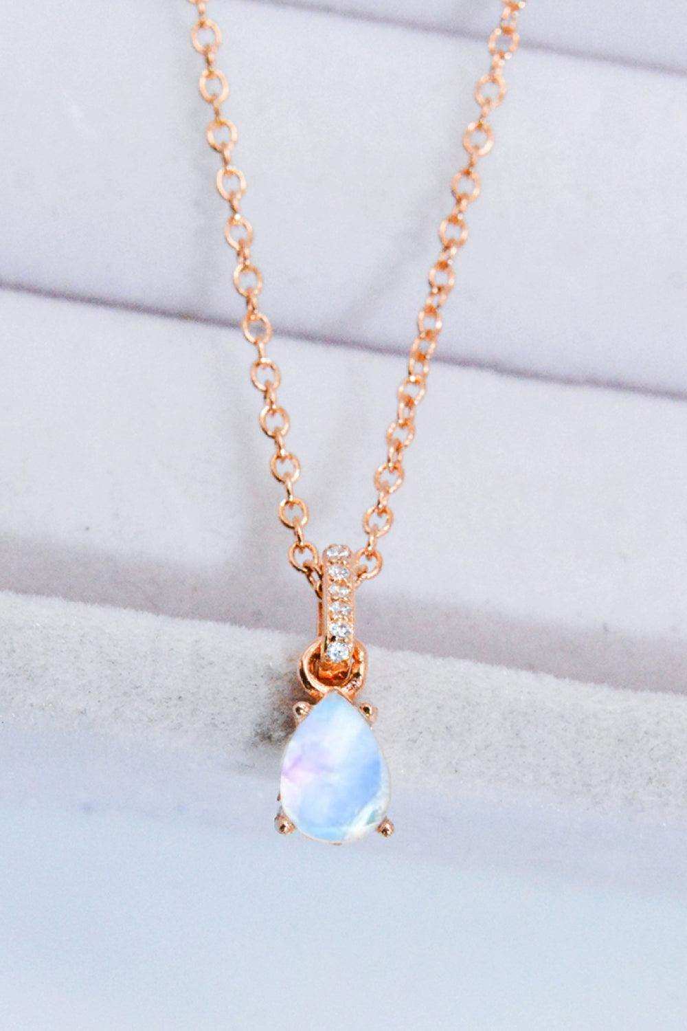 Moonstone Teardrop Pendant Necklace - Trendsi - Flyclothing LLC