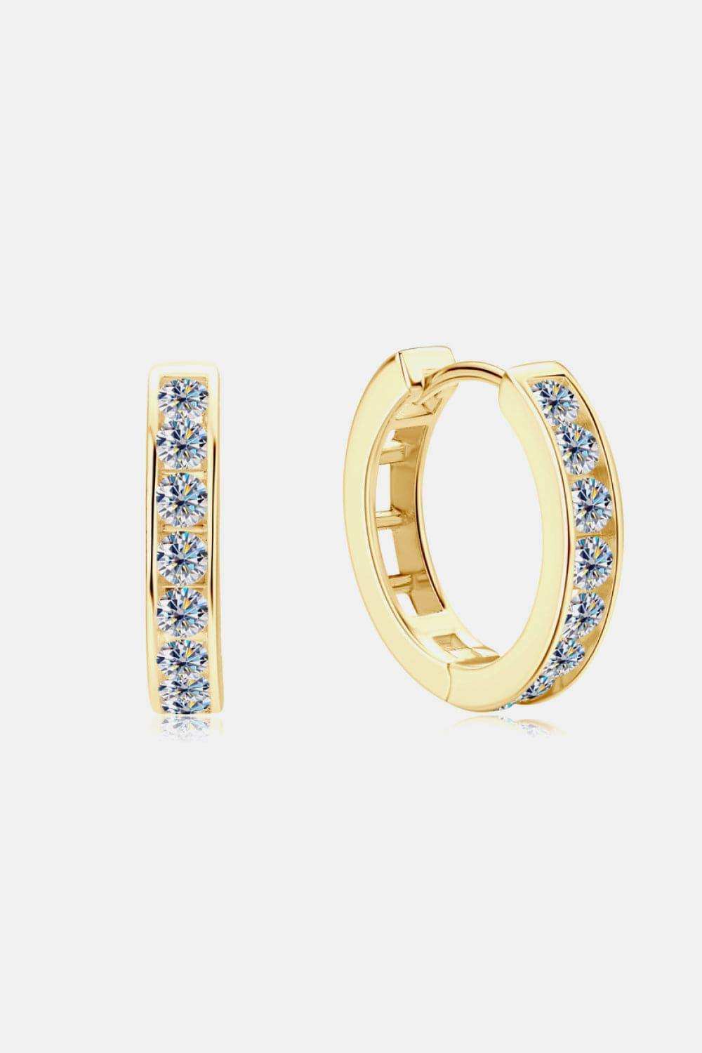 Moissanite 925 Sterling Silver Huggie Earrings - Trendsi - Flyclothing LLC