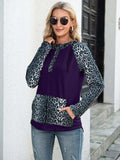 Leopard Raglan Sleeve Hoodie - Trendsi - Flyclothing LLC