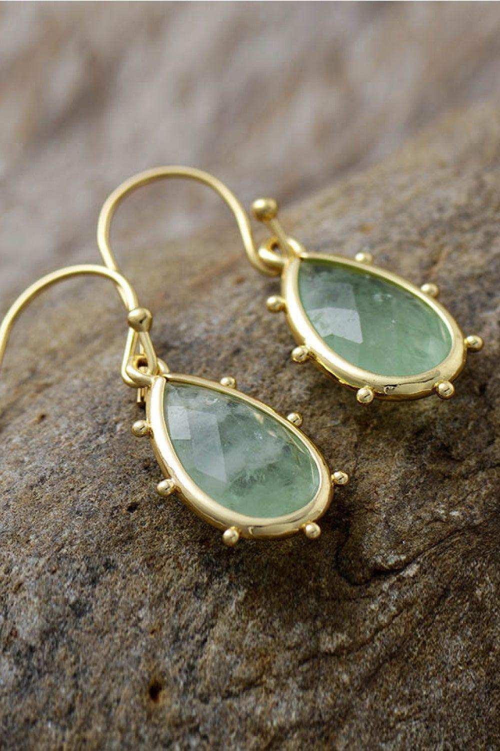 Natural Stone Teardrop Earrings - Trendsi - Flyclothing LLC